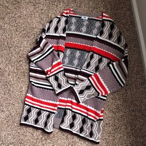 Tribal print open front cardigan